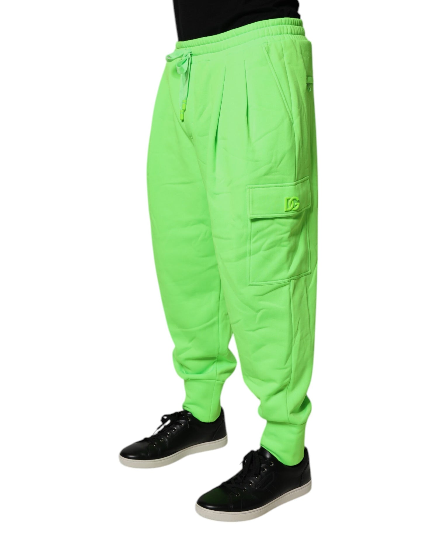 Neon Green Cargo Jogger Men Sweatpants Pants