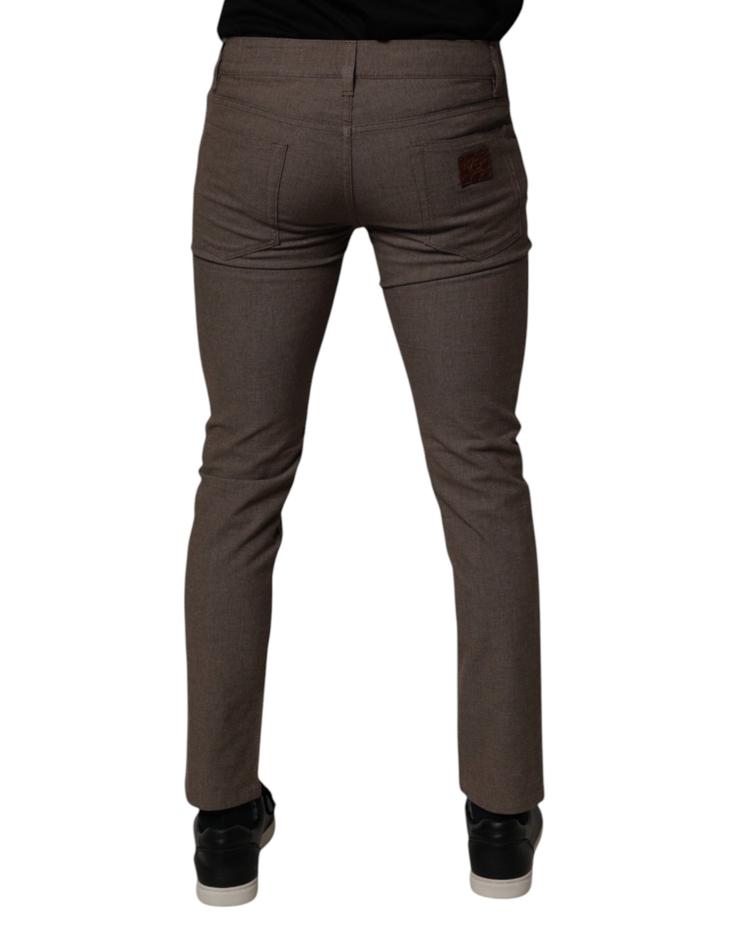 Brown Cotton Stretch Chino Pants