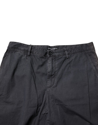 Dark Gray Cotton Mid Waist Men Bermuda Shorts