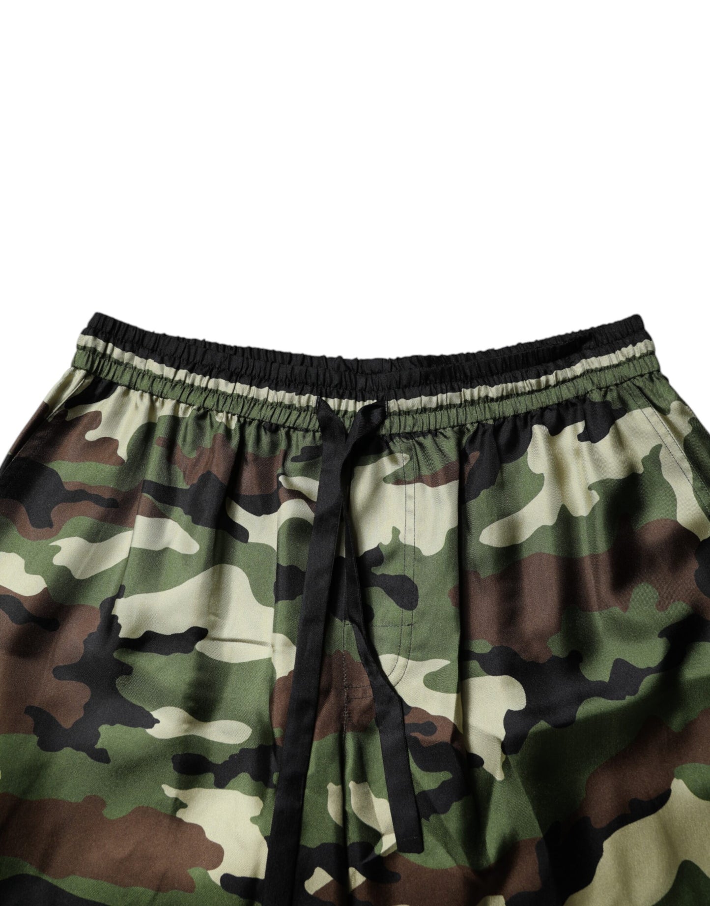 Multicolor Camouflage Silk Mid Waist Bermuda Shorts