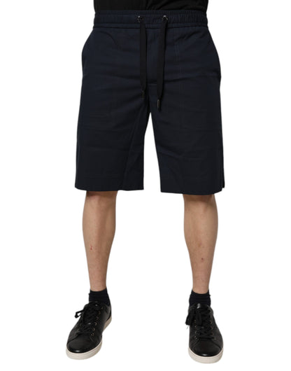 Dark Blue Cotton Bermuda Sweatshorts Shorts