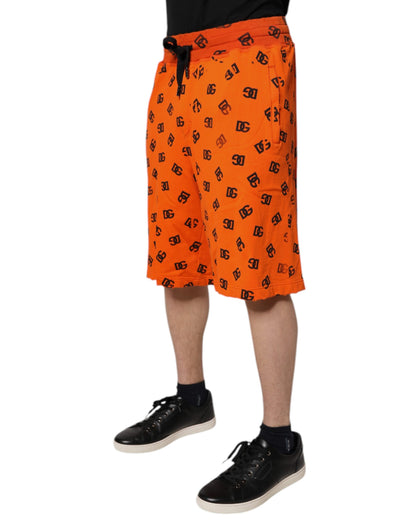 Orange Logo Monogram Cotton Bermuda Shorts