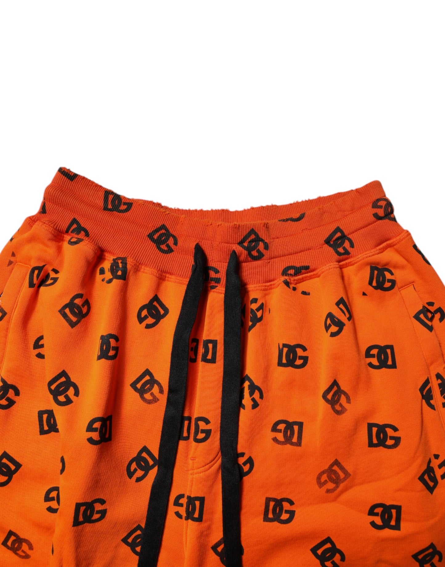 Orange Logo Monogram Cotton Bermuda Shorts