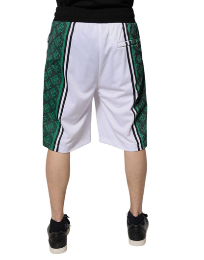 White Green Men Jersey Sweatshorts Shorts