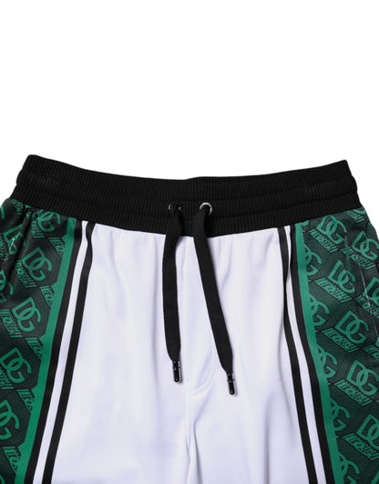 White Green Men Jersey Sweatshorts Shorts