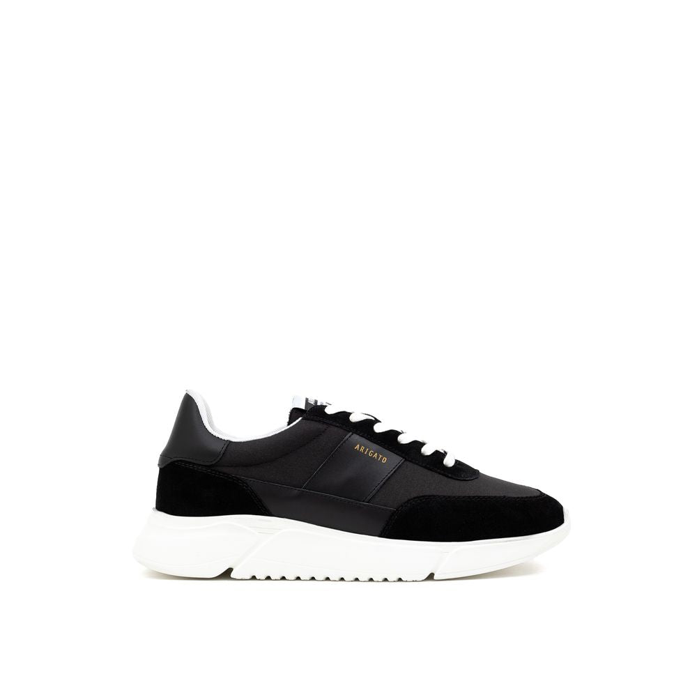 Black And White Fabric And Leather Athletic Sneakers