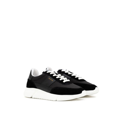 Black And White Fabric And Leather Athletic Sneakers