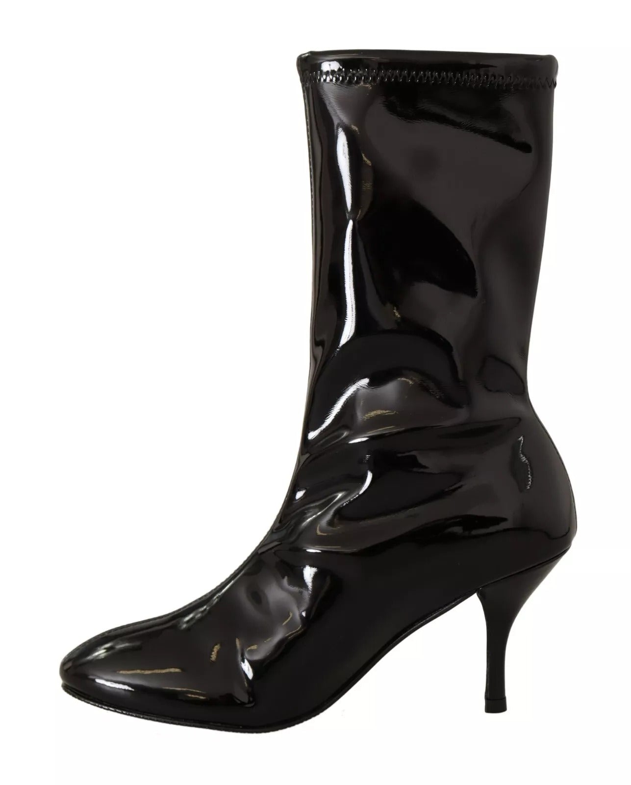 Black Patent Leather High Heels Boots Shoes
