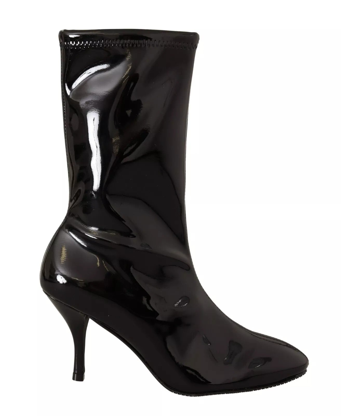 Black Patent Leather High Heels Boots Shoes