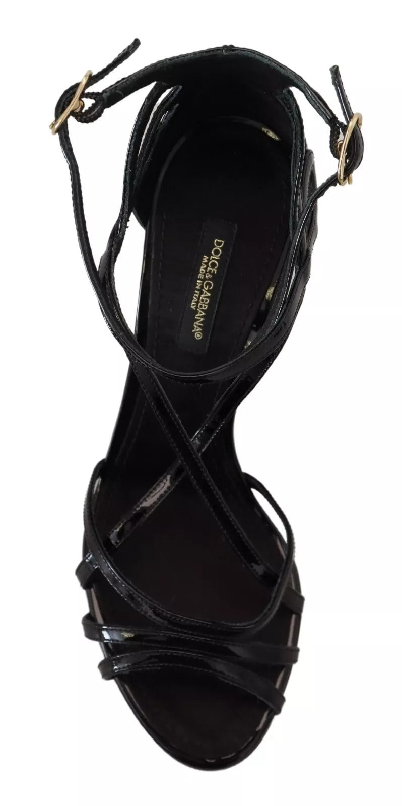 Black Leather Stiletto Heels Sandals Shoes