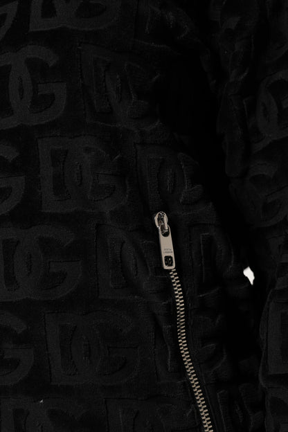 Black Logo Monogram Full Zip Bomber Jacket