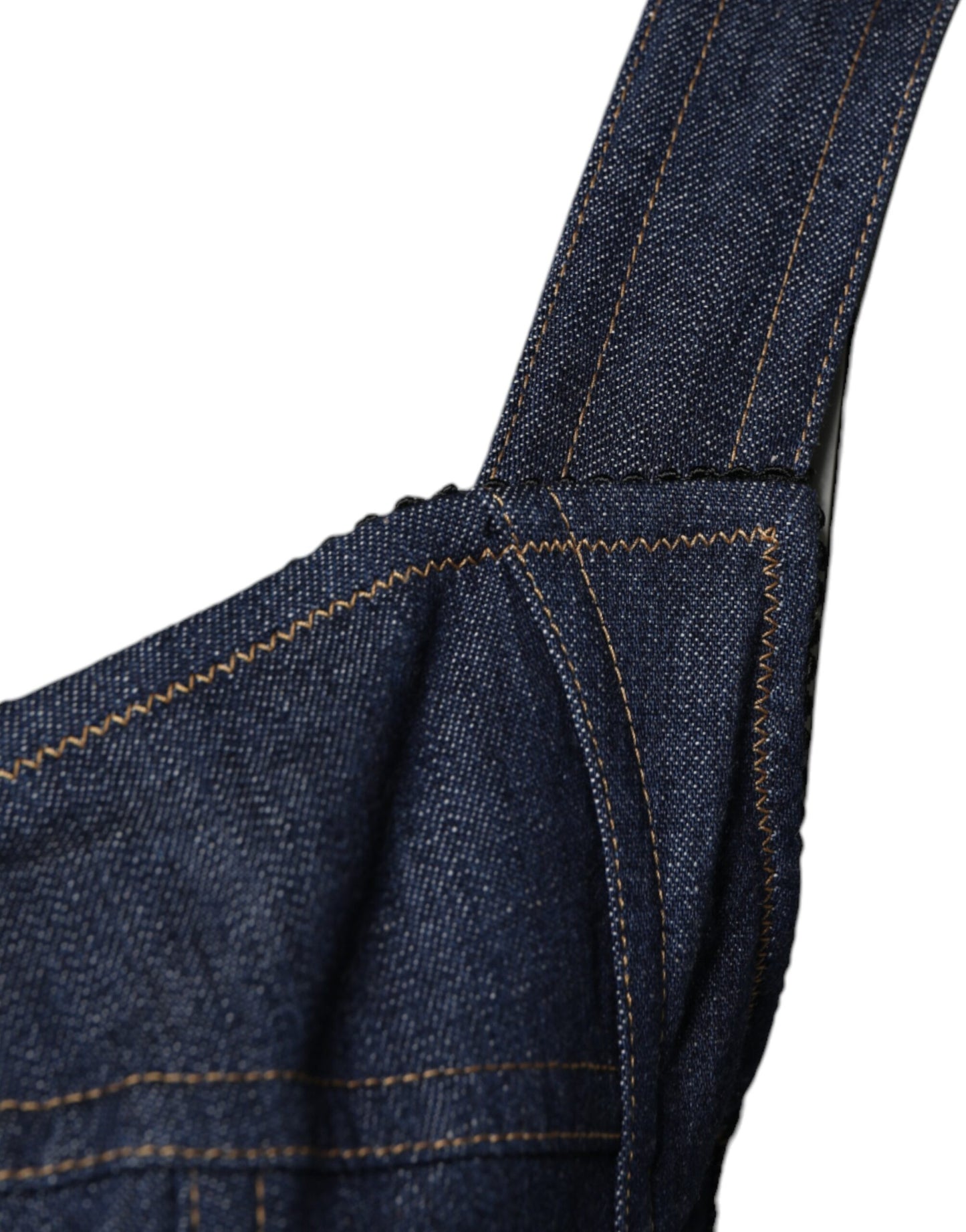 Blue Cotton Stretch Sleeveless Bodycon Denim Bodysuit