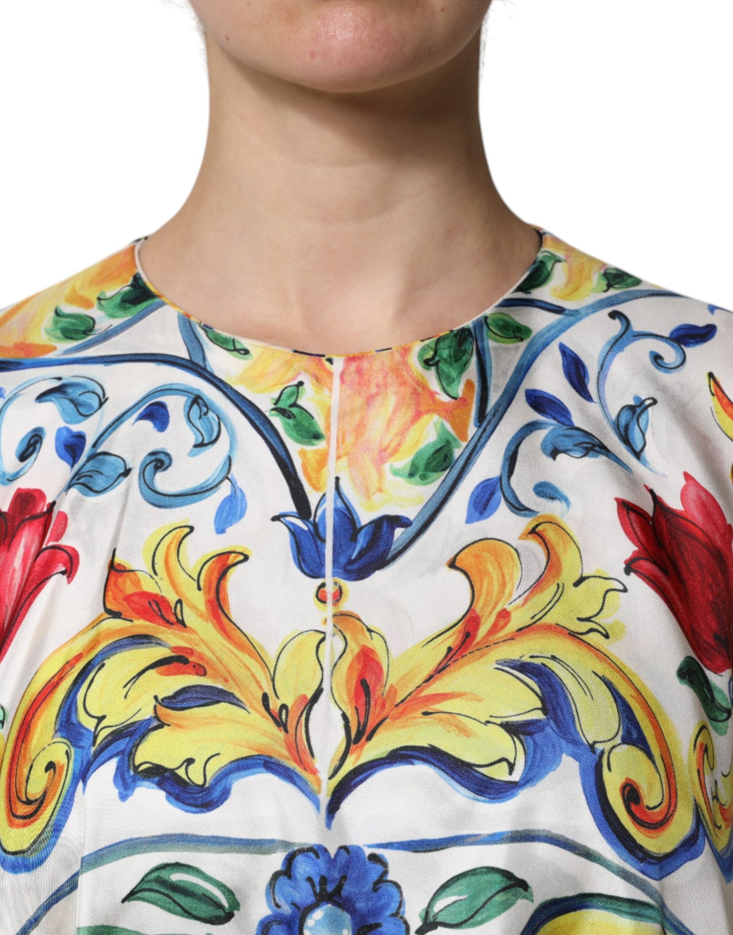 Multicolor Majolica Kaftan Short Sleeves Maxi Dress