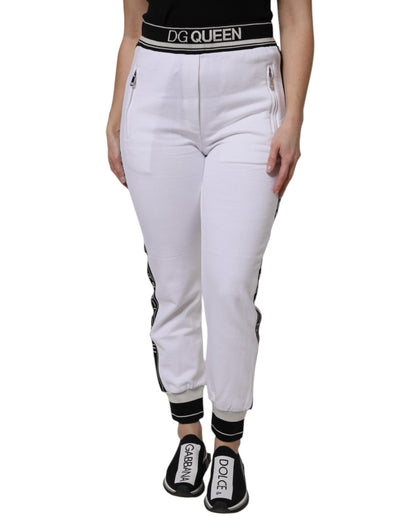 White Cotton Stretch Jogger Sweatpants Pants