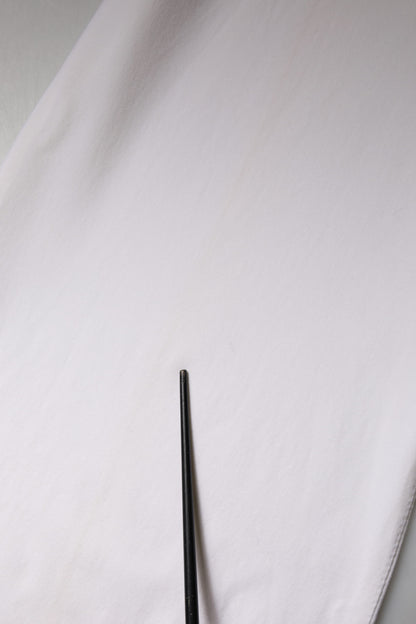 White Wool Mid Waist Wide Leg Pants