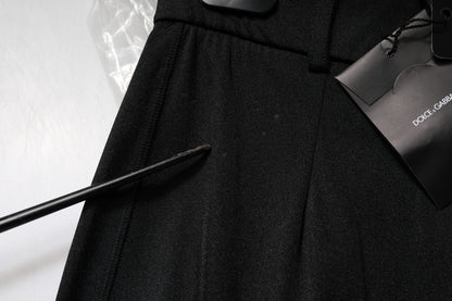 Black Nylon High Waist Slim Fit Pants