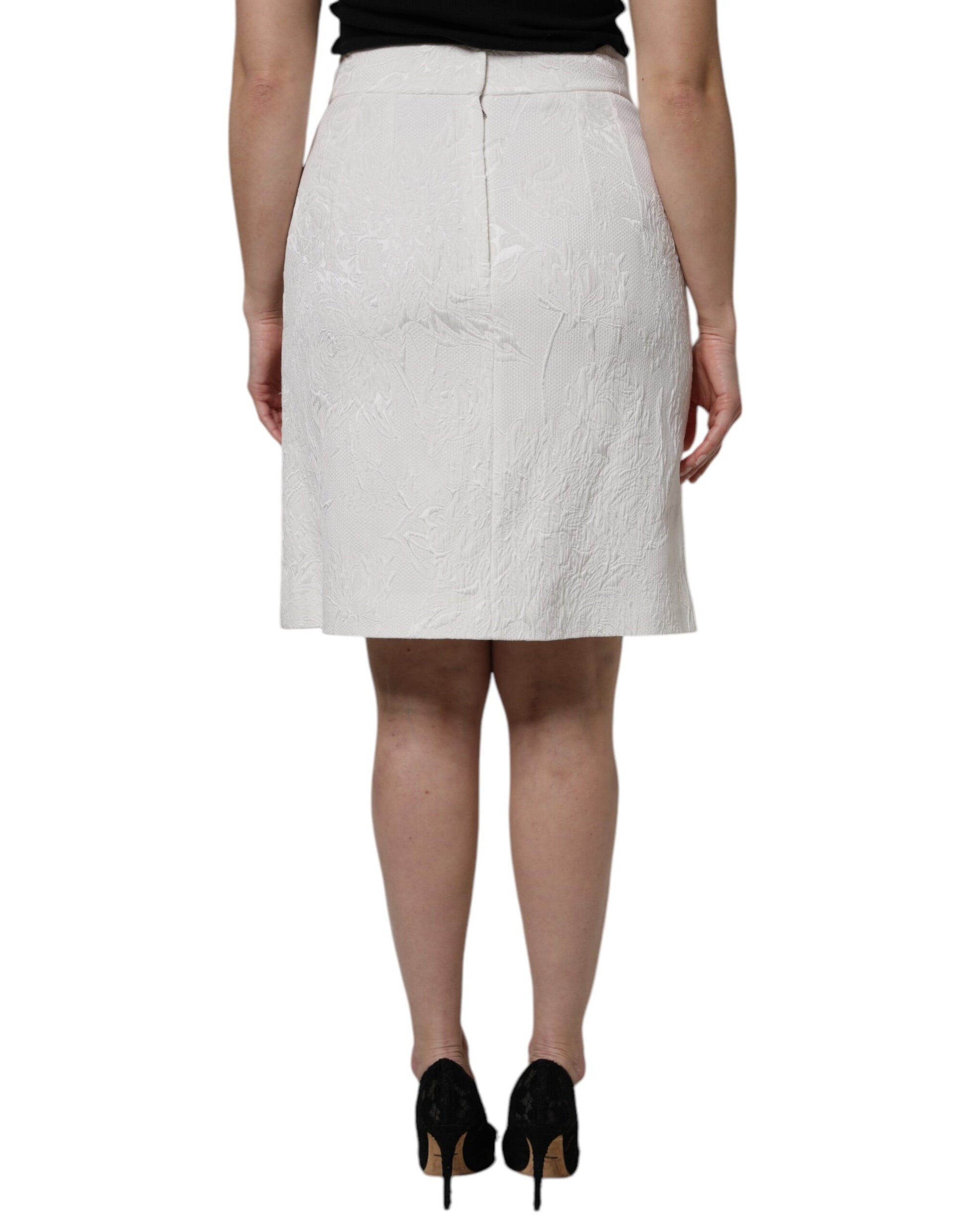 White High Waist Knee Length Pencil Skirt