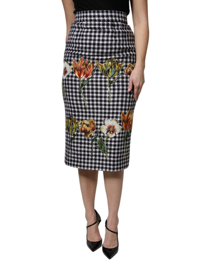 Multicolor Floral Print High Waist Pencil Cut Skirt