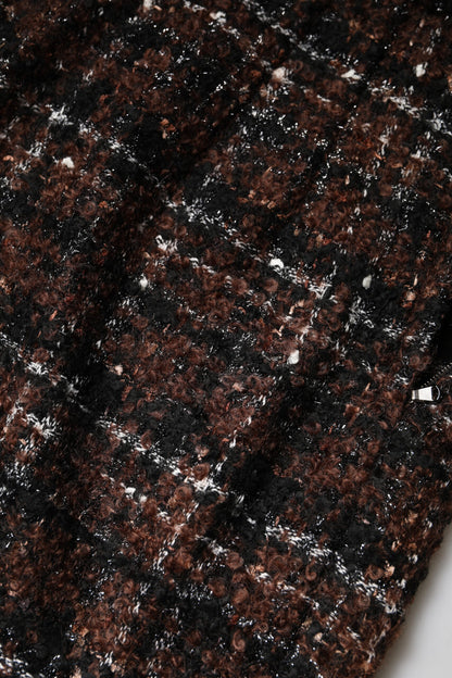 Multicolor High Waist Tartan Tweed Pencil Cut Skirt