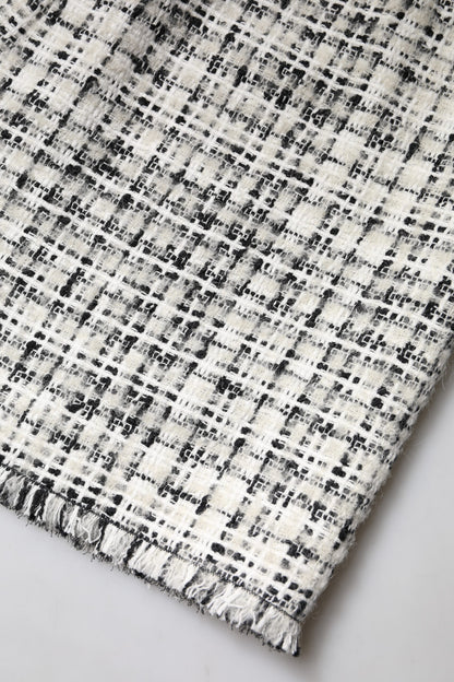 White Black High Waist Tartan Tweed Mini Skirt