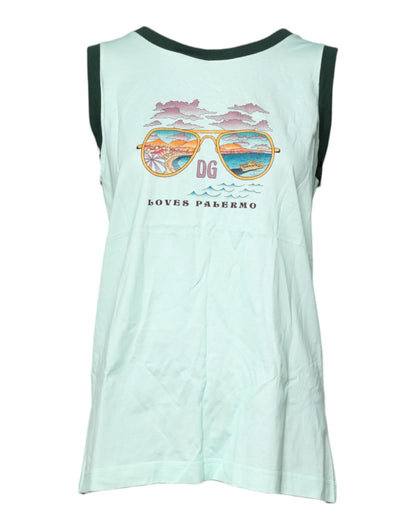 Light Green Graphic Print Sleeveless Tank T-shirt
