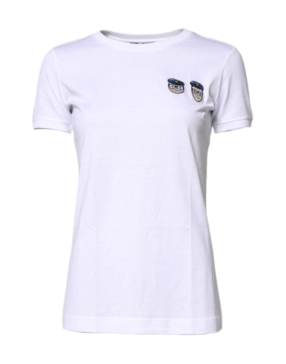 White #DGFamily Cotton Crew Neck T-shirt
