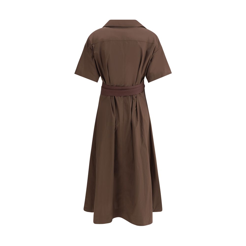 Brown Cotton Casual Dress