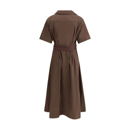 Brown Cotton Casual Dress