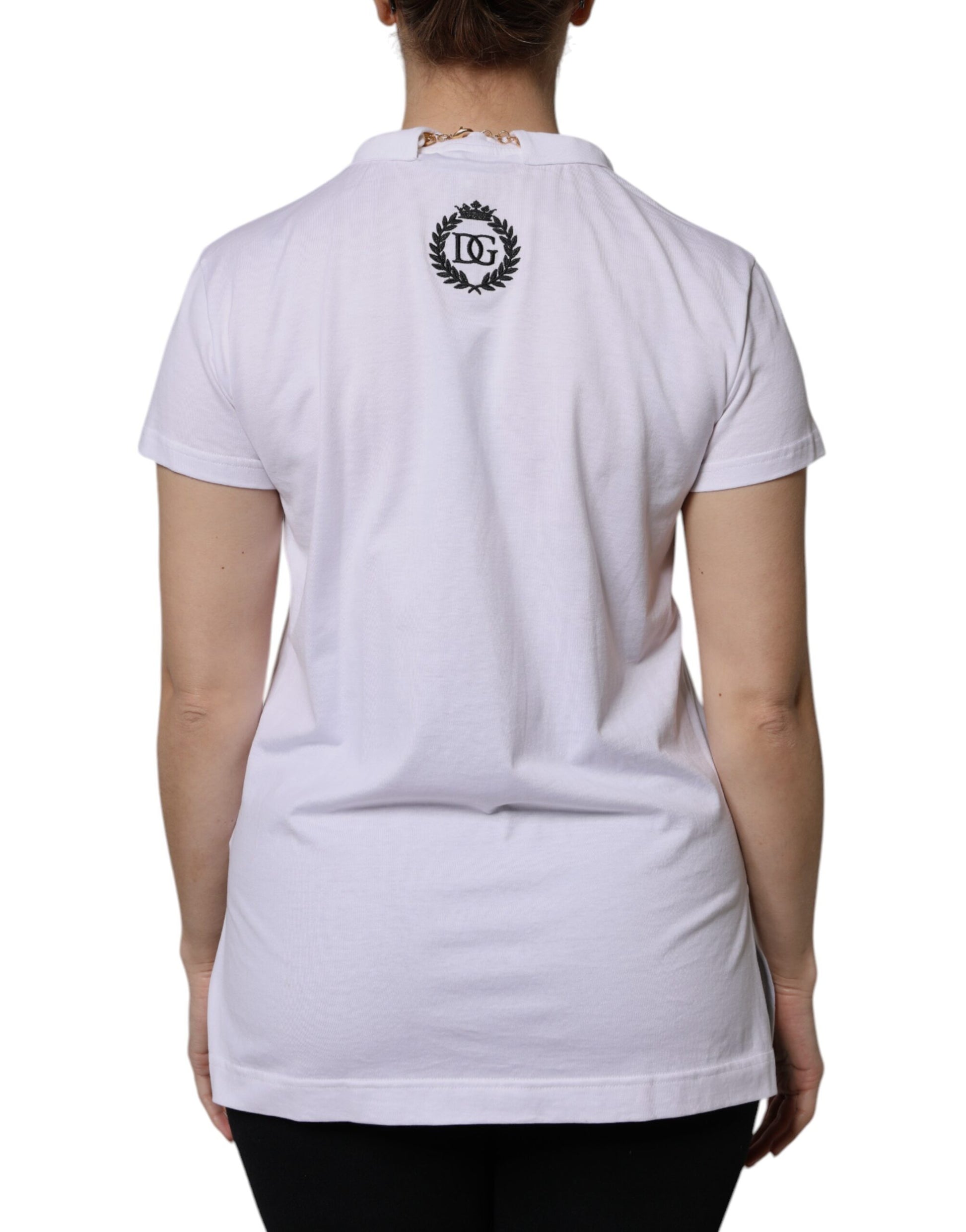 White Necklace Cotton Short Sleeve T-shirt