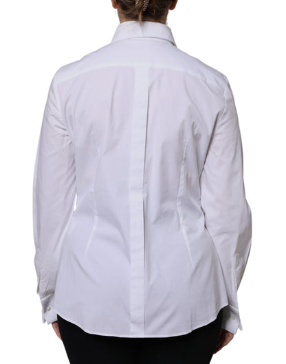 White Cotton Dress Collared Dress Shirt Top