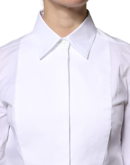 White Cotton Dress Collared Dress Shirt Top