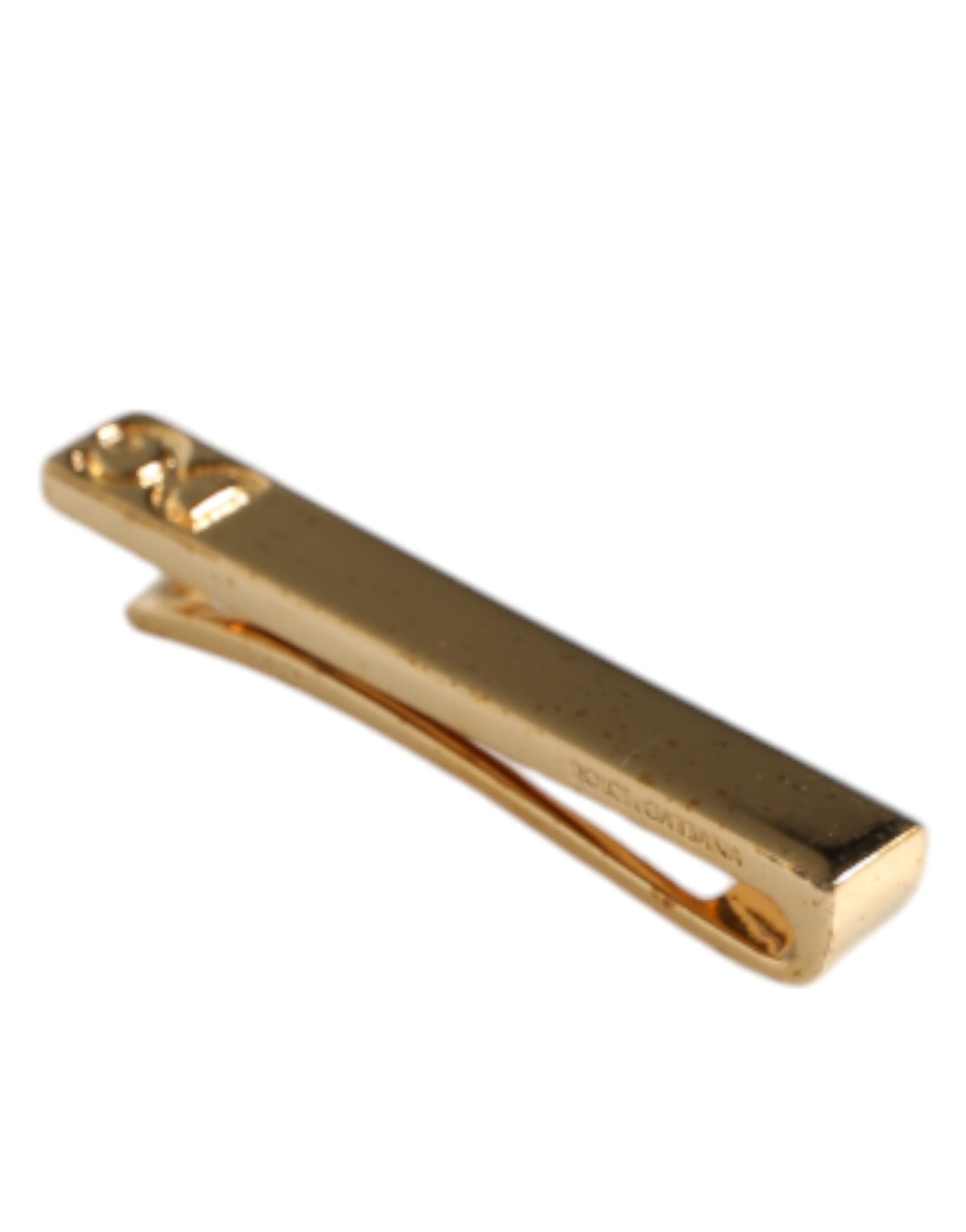 Gold Tone Brass Crystal Branded Accessory Tie Clip Bar