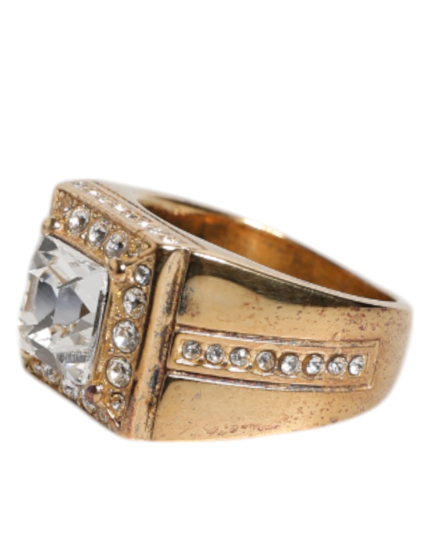 Gold Tone Sterling Silver 925 Crystals Ring