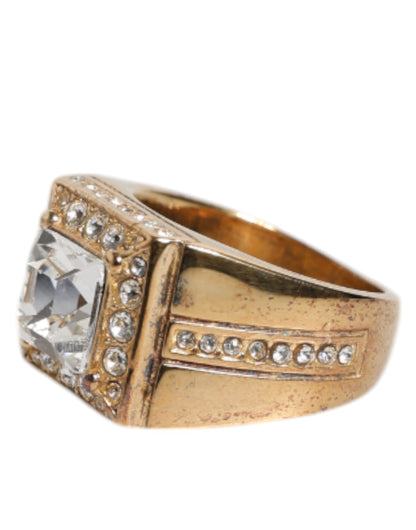 Gold Tone Sterling Silver 925 Crystals Ring