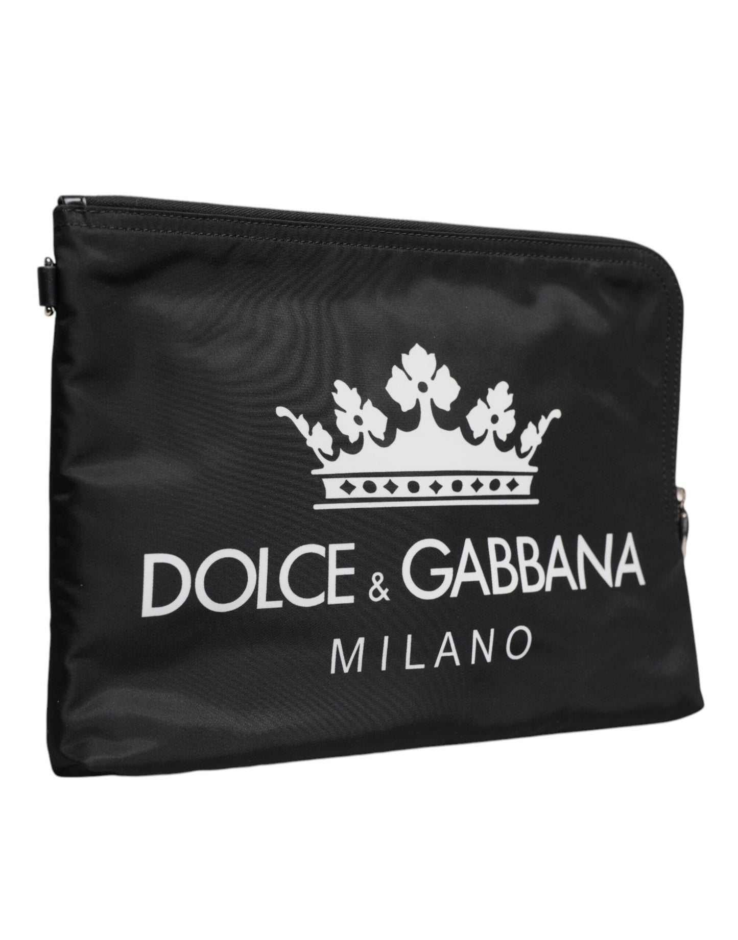 Black DG Milano Print Nylon Pouch Clutch Bag