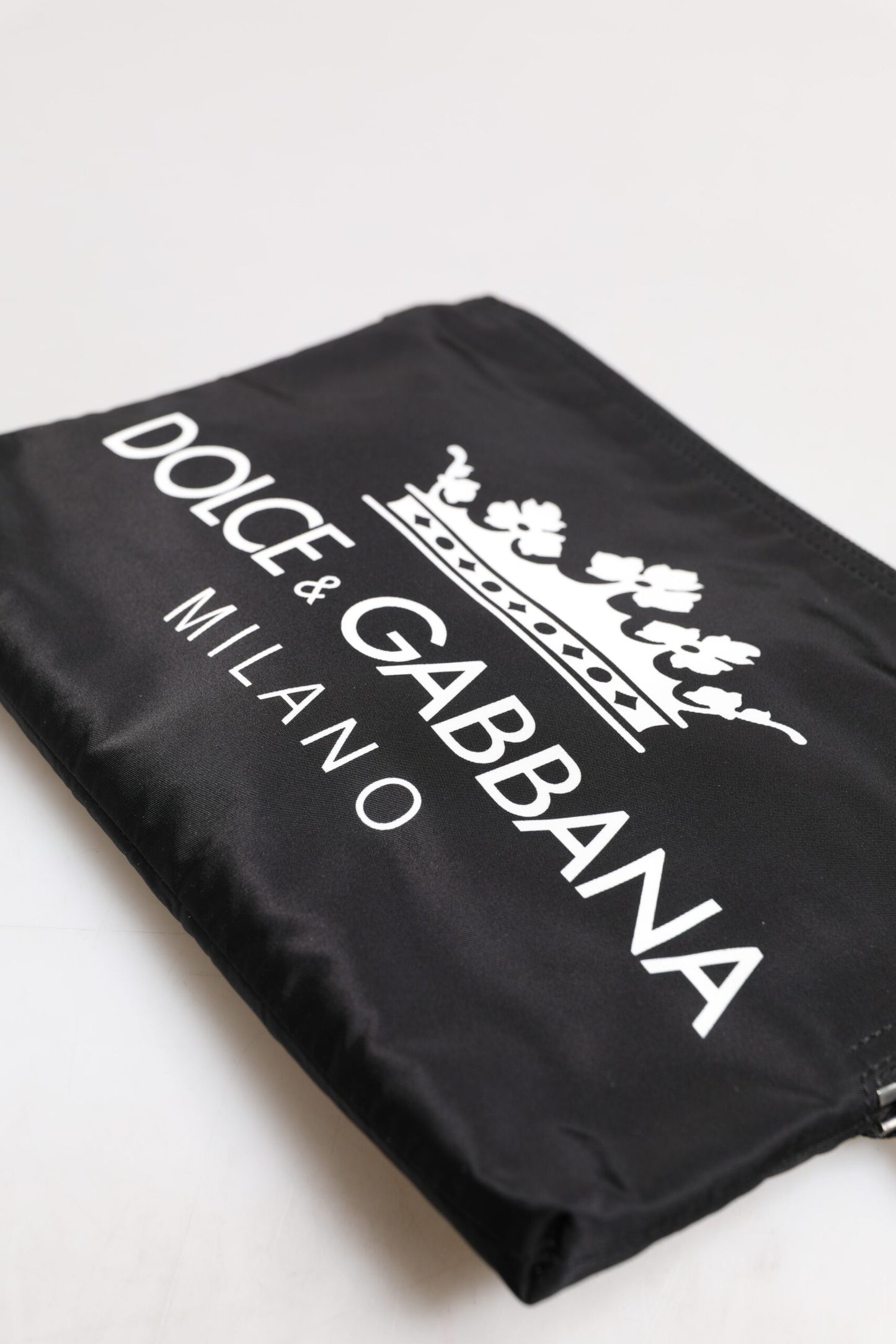 Black DG Milano Print Nylon Pouch Clutch Bag