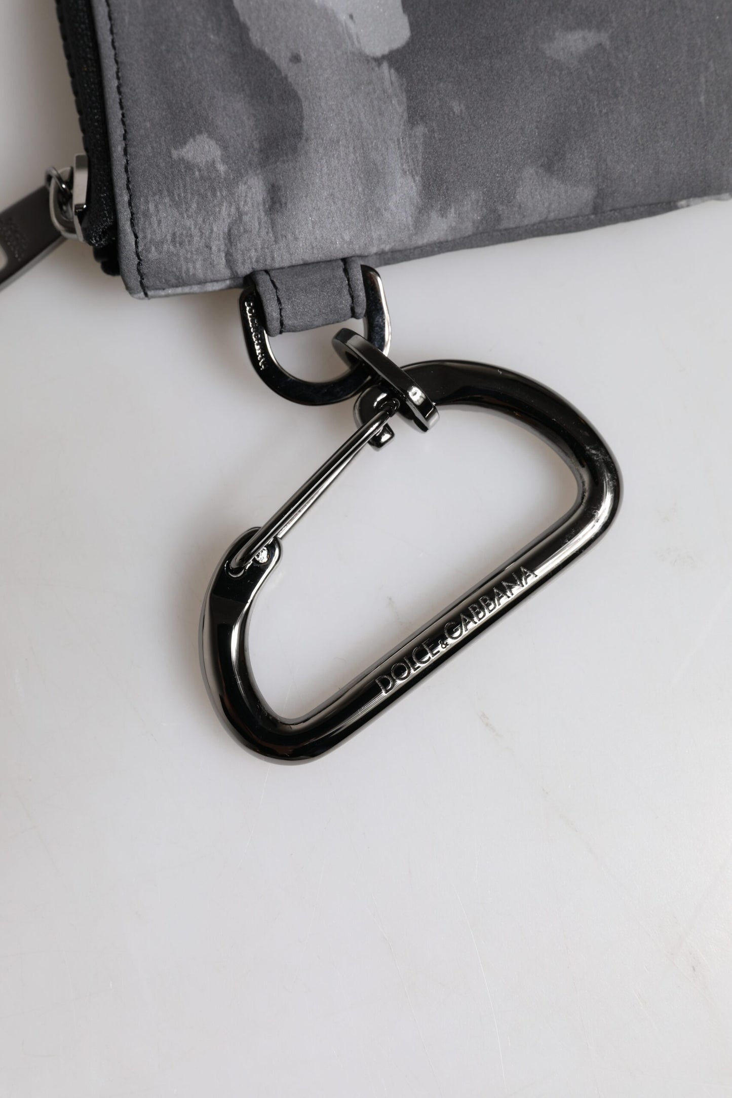 Black Gray Camouflage Logo Plaque Keyring Pouch Bag