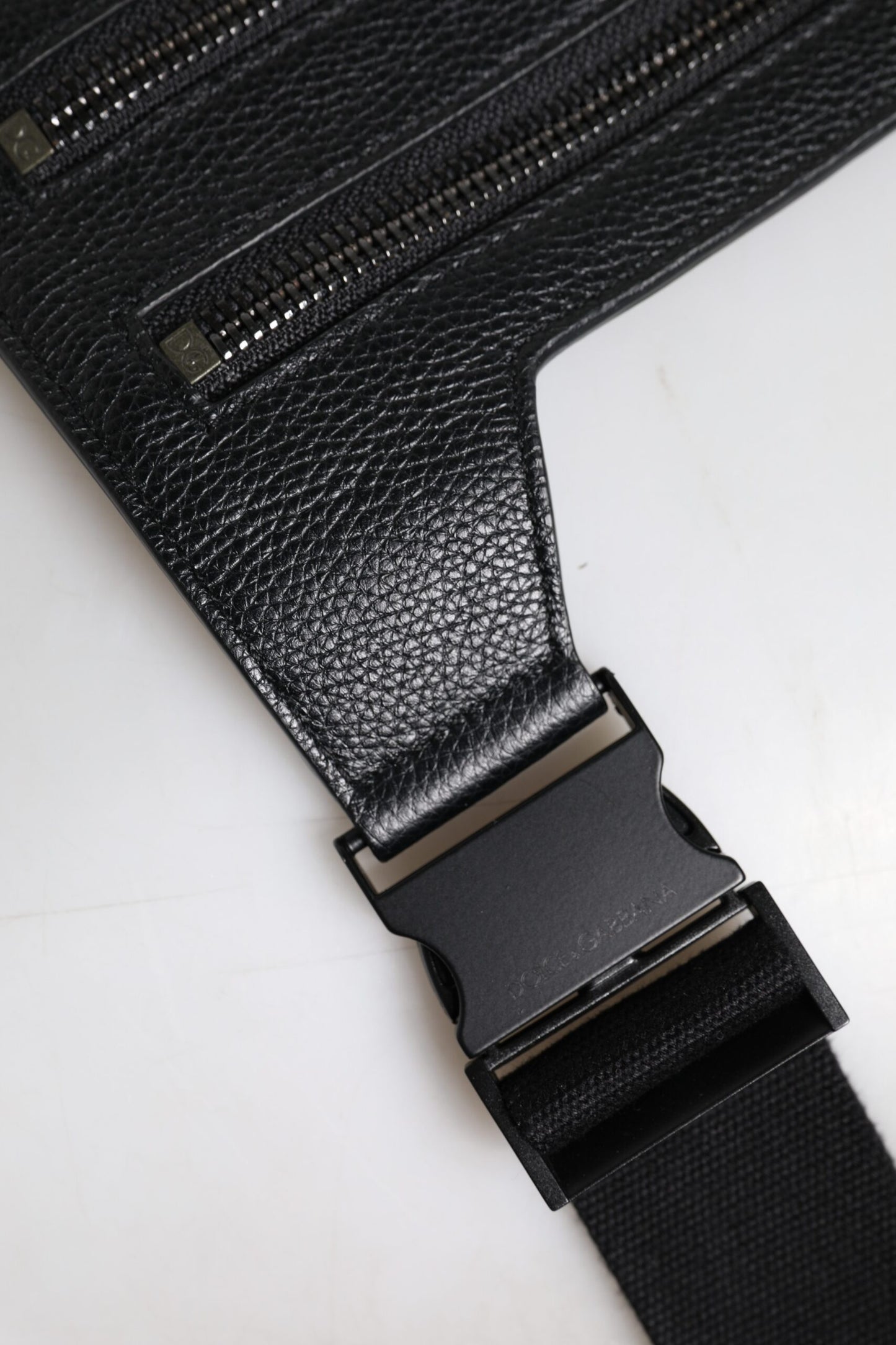 Black Calfskin Leather Messenger Crossbody Bag