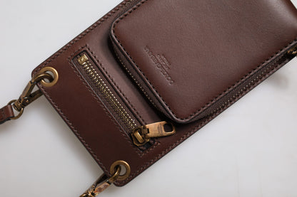 Brown Leather Neck Strap Cross Body Sling Bag