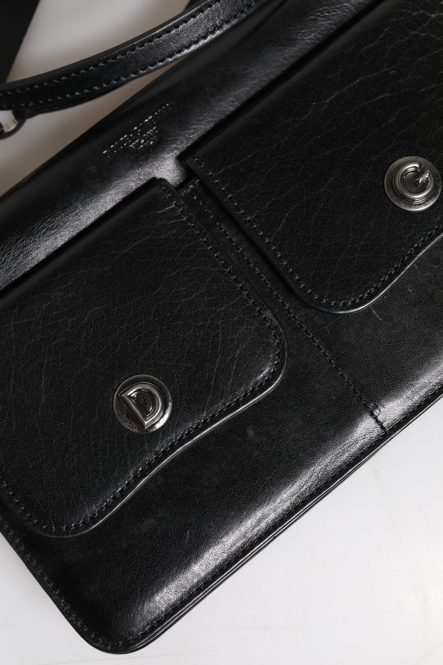 Black Leather Logo Purse Shoulder Crossbody Bag