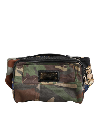 Multicolor Camouflage Patchwork Logo Waist Fanny Pack Bag