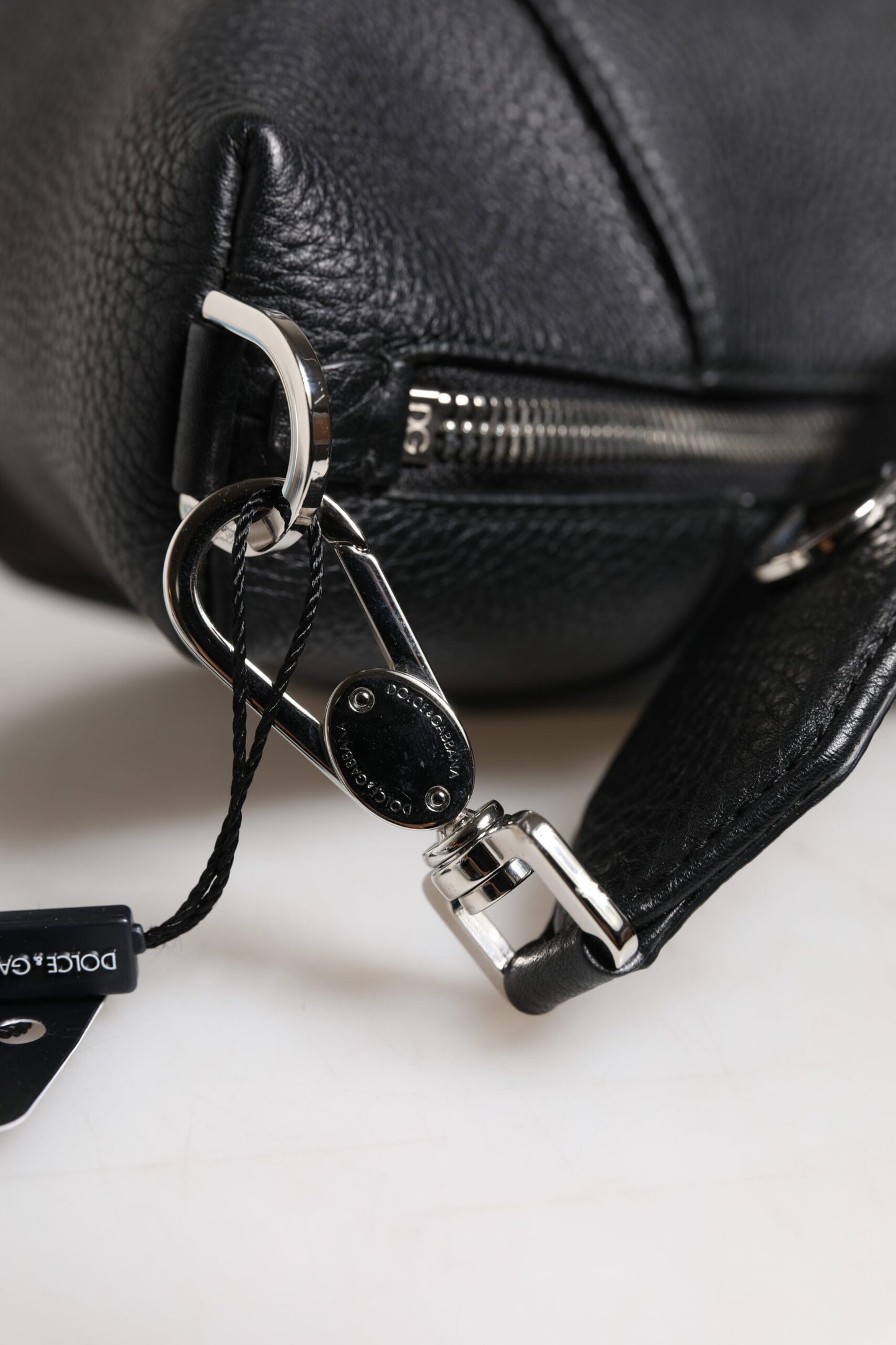 Black Leather Logo Plaque Shoulder Crossbody Bag
