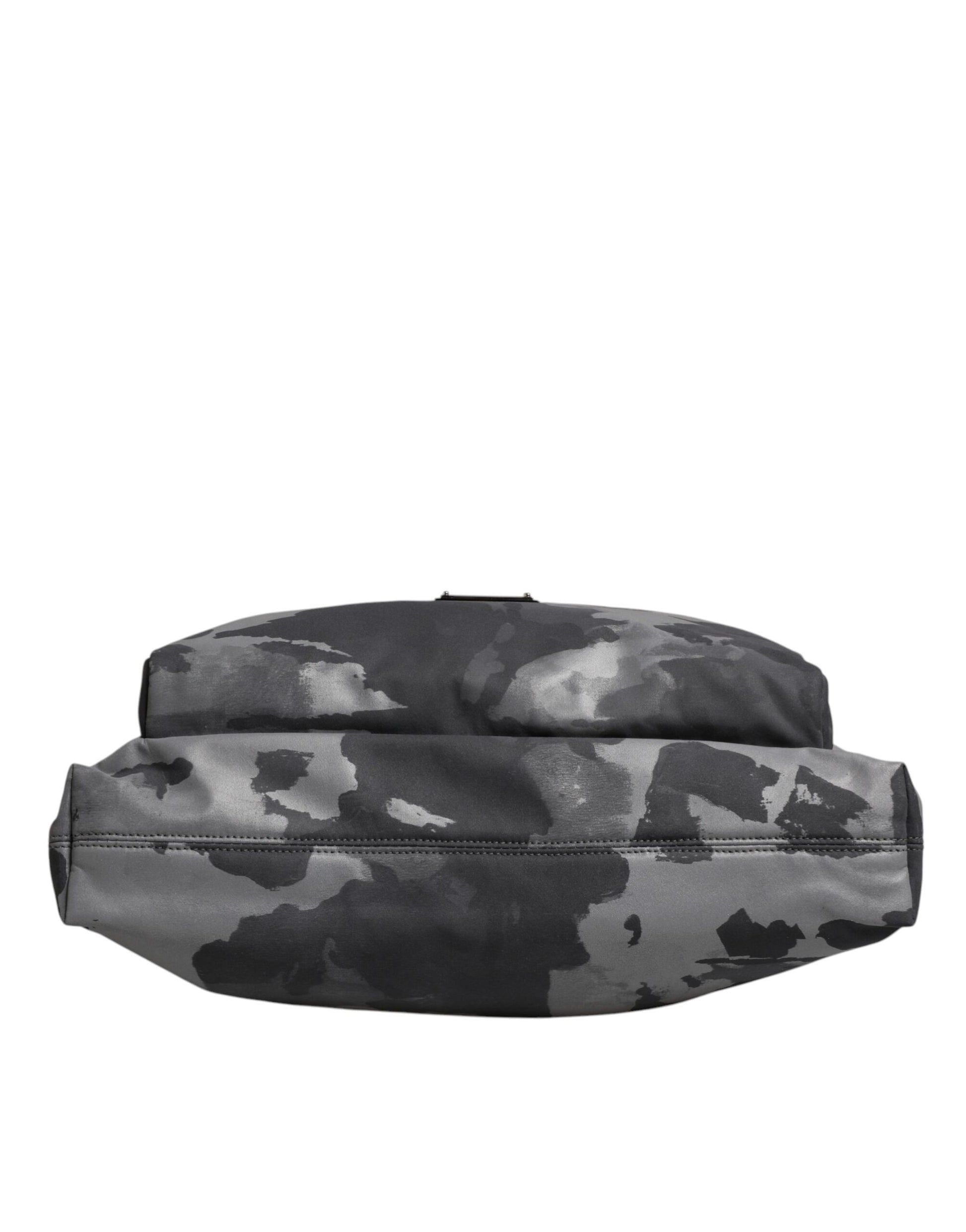 Gray Camo Cotton Multiple Compartments Tote Bag