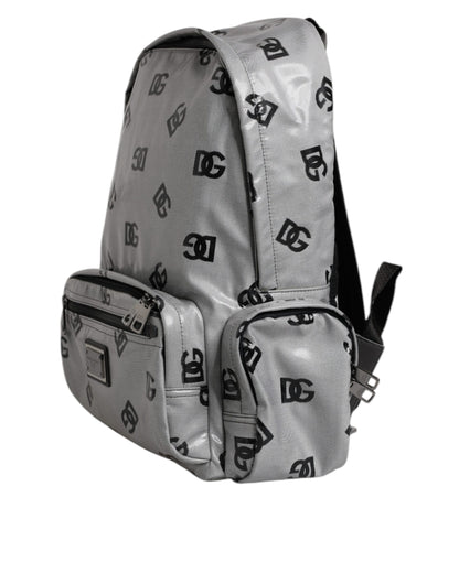 Polyester Gray Black DG Logo Plaque Backpack Bag