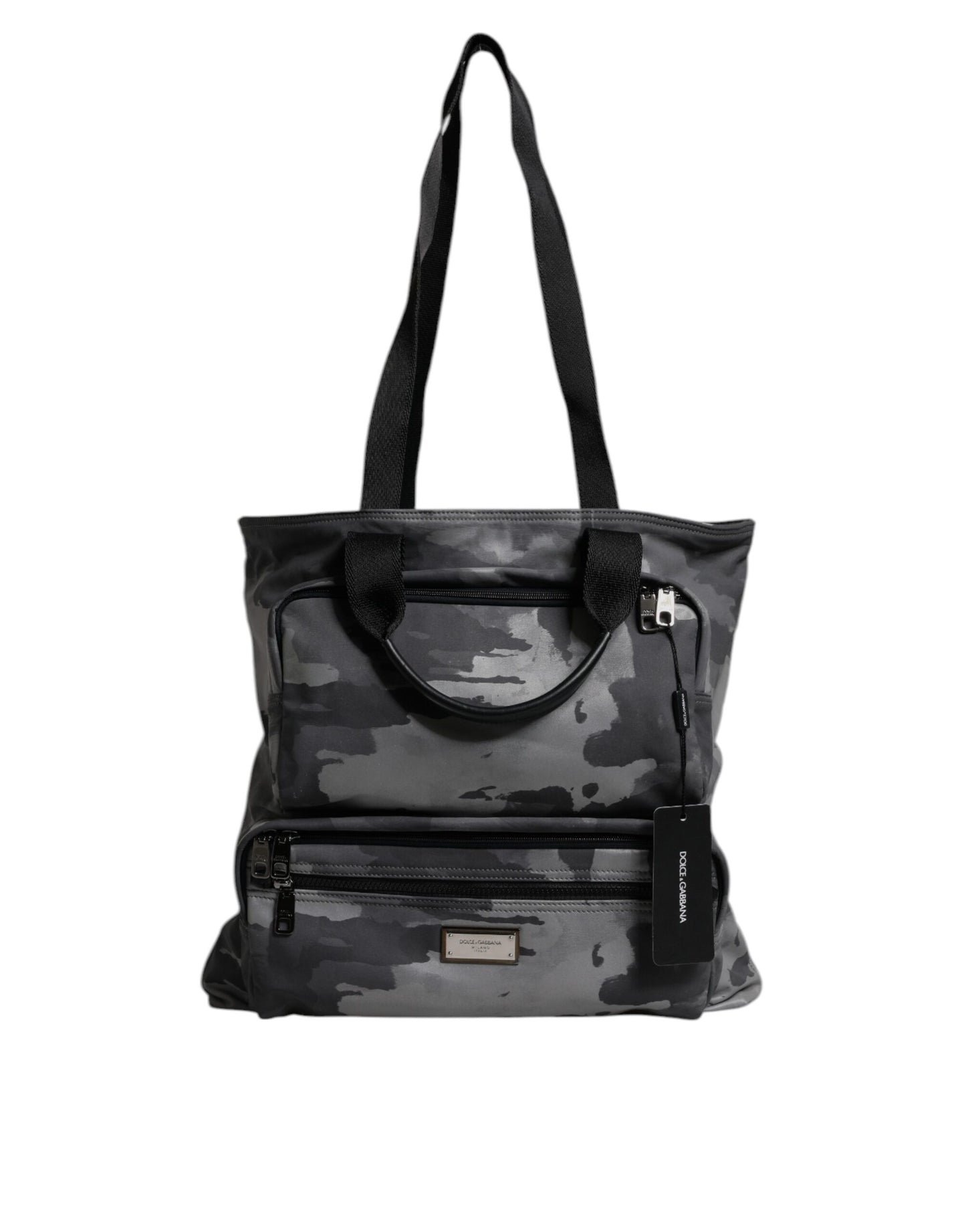 Black Camouflage Shoulder Strap Logo Plaque Bag