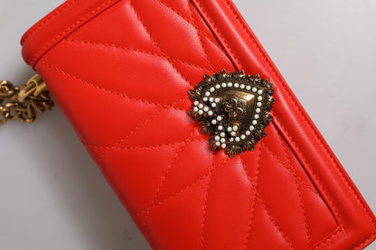Red Quilted Devotion Crossbody Chain Phone Cover Bag