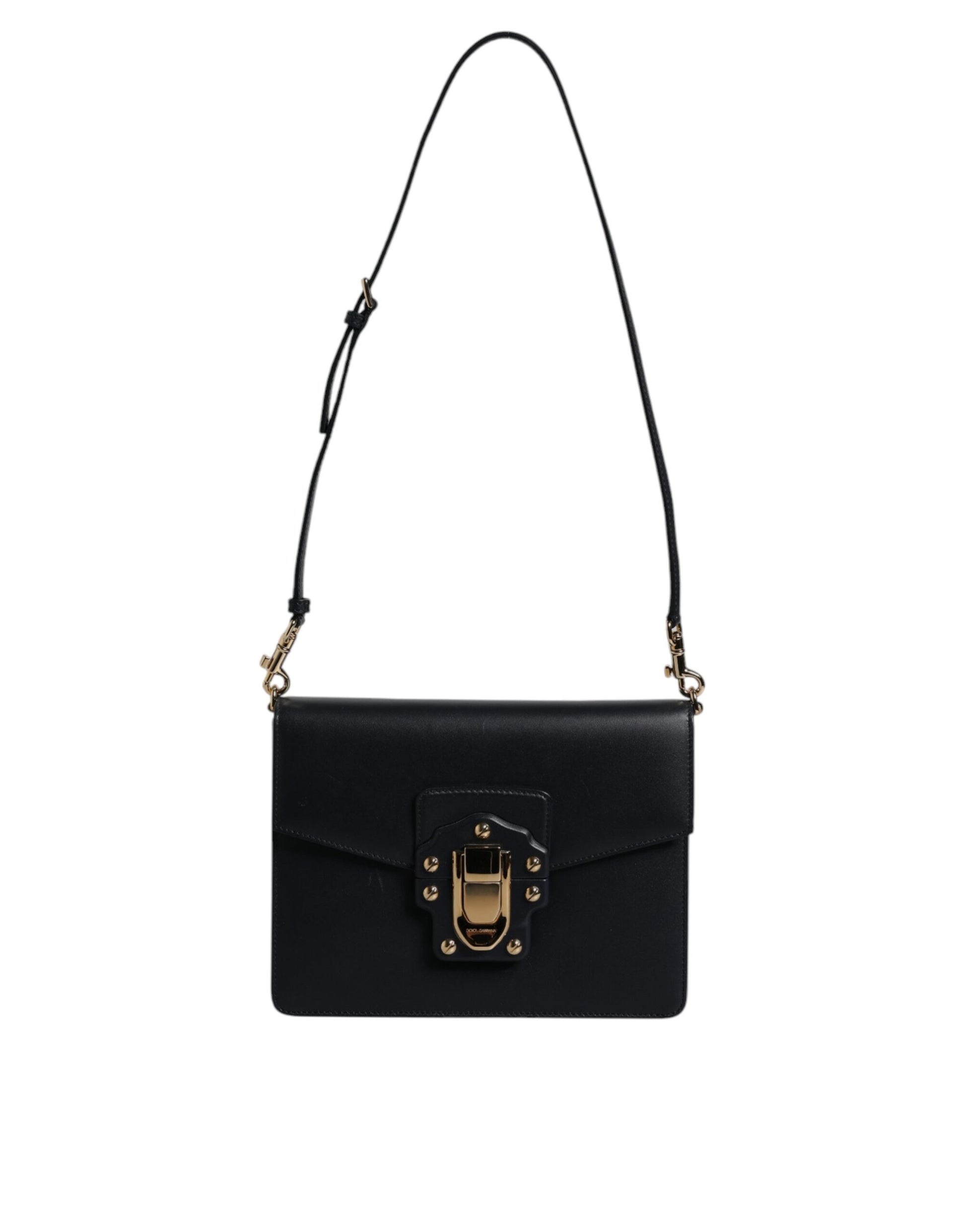 Black Calfskin Leather Shoulder Strap Bag