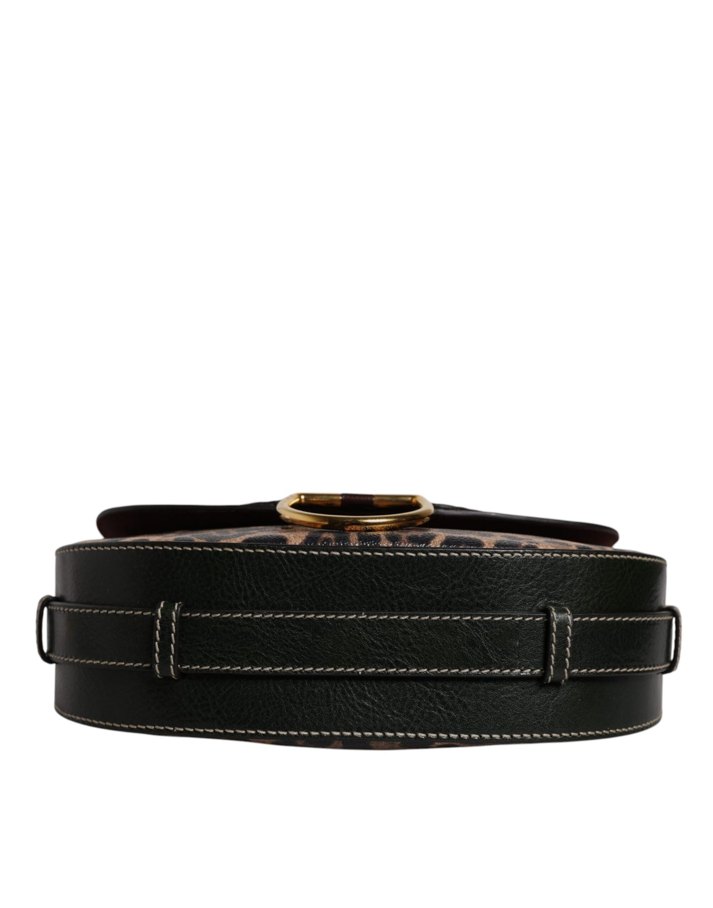 Black Brown Leopard Leather Shoulder Strap Bag