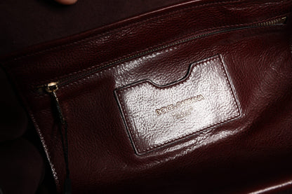 Brown Leopard Leather Shoulder Strap Tote Bag