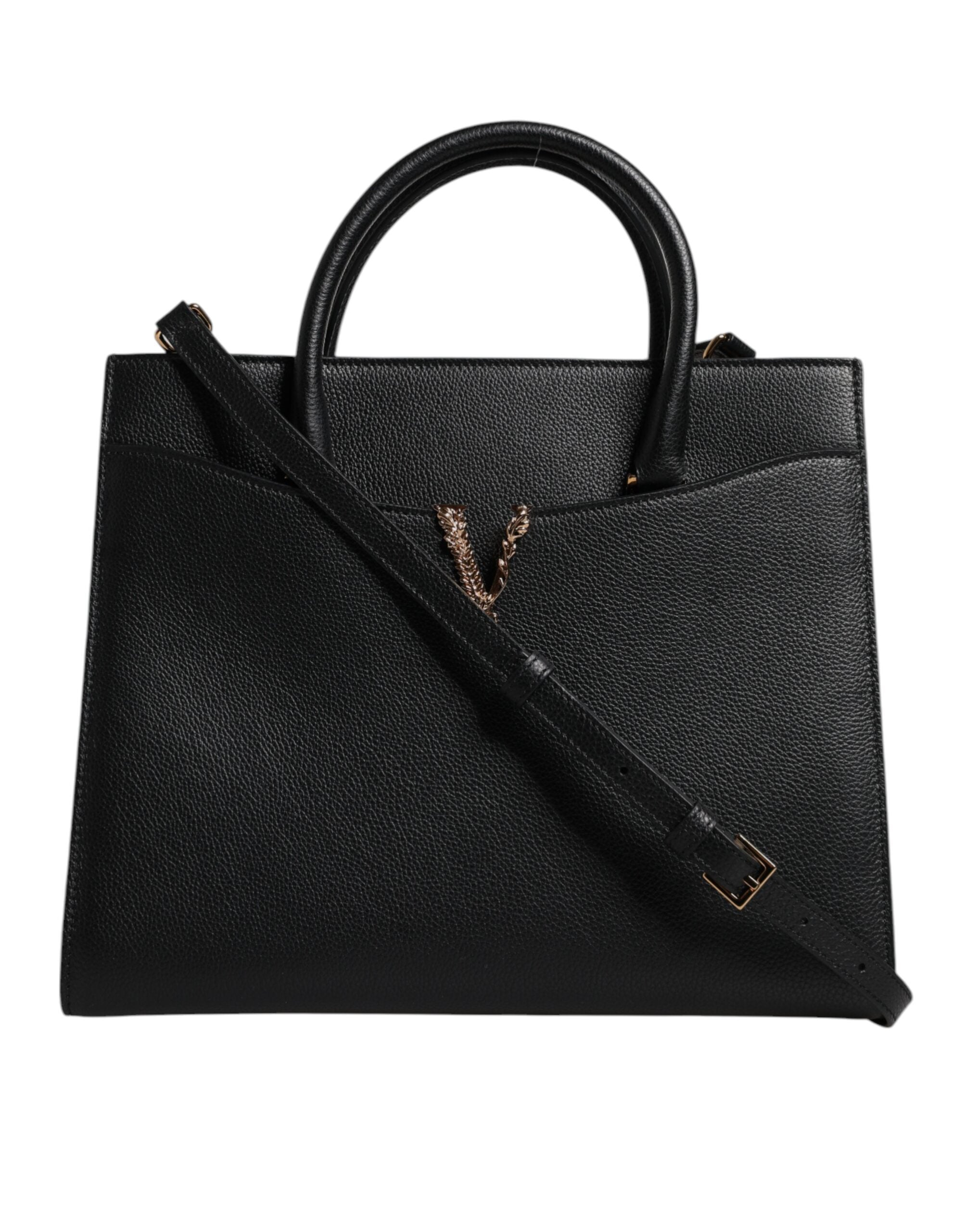 Black Large Leather Top Handle Shoulder Crossbody Bag – BidXstore